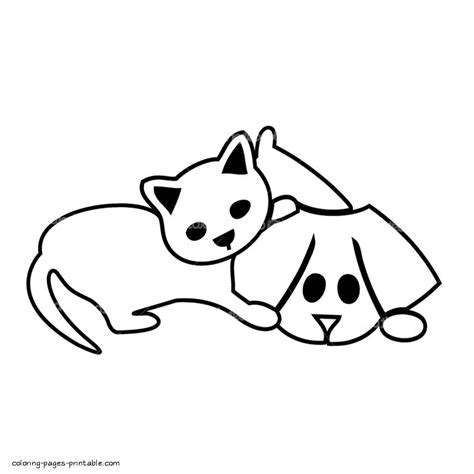 simple dog  cat coloring page coloring pages printablecom