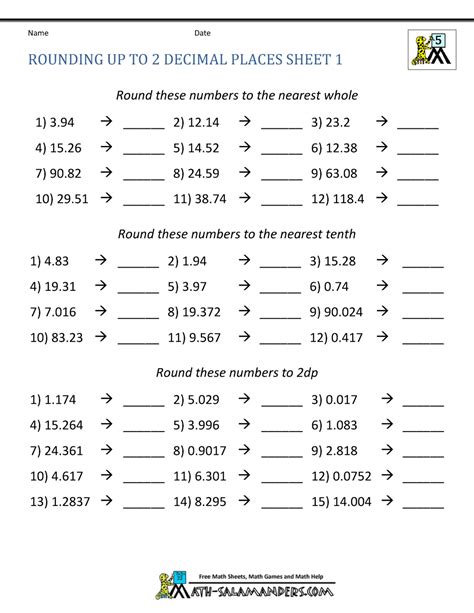 rounding decimal places rounding numbers  dp