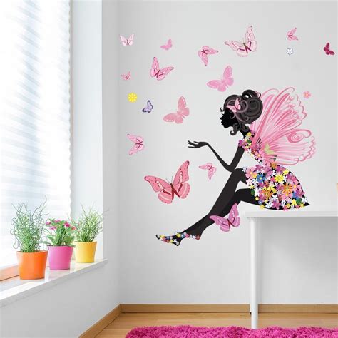 wall decor for girls room inspirational flower fairy wall sticker scene