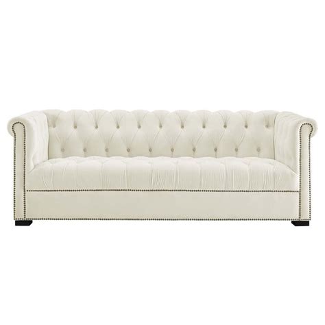 modway heritage velvet tufted sofa  ivory homesquare