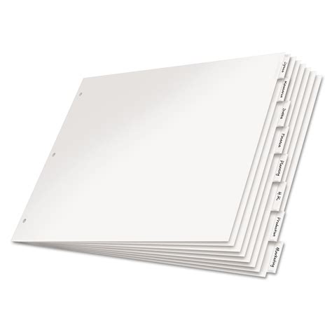 paper insertable dividers  tab    white  set sierra office