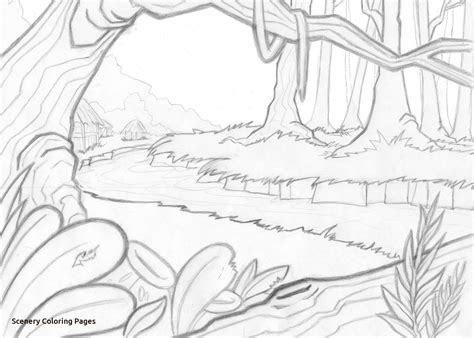image result  simple landscape colouring pages jungle coloring