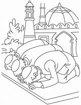Coloring Islamic Pages Kids Print Colouring Islam Muslim Color Sheet Praying Eid Prayer sketch template