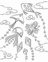 Kite Coloring Pages Colouring Printable Kites Clipart Chinese Museprintables Drawing Kids Paper Webstockreview Template Print sketch template