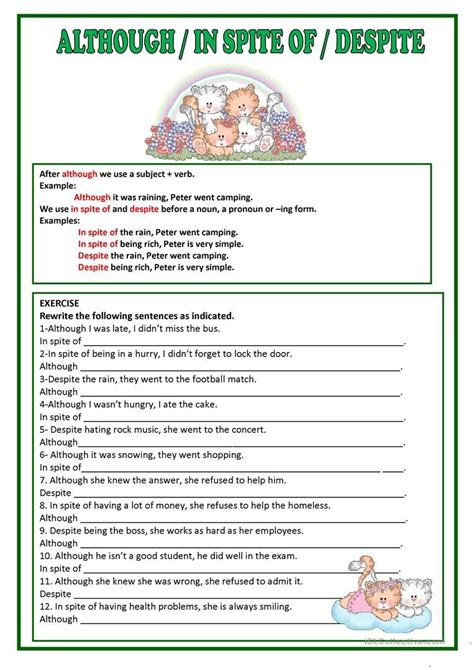spite  worksheet  esl printable