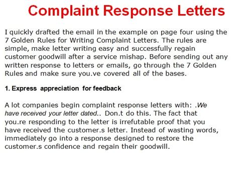 complaint letter template october