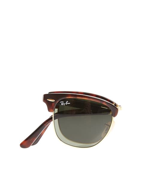 Lyst Ray Ban Foldable Clubmaster Sunglasses In Brown