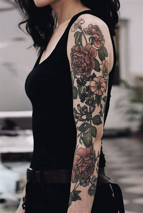 Flower Tattoo Sleeves Female Beautifull Rose