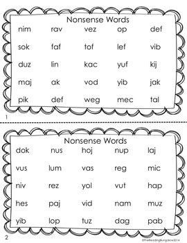printable nonsense words list  printable cvc word list