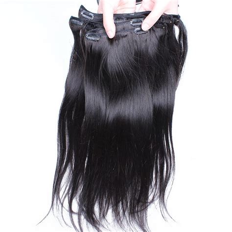 Full Head Clip In Human Hair Extensions Straight Natural
