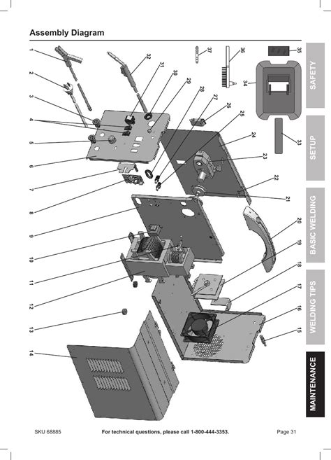 assembly diagram chicago electric wire feed welder mig  user manual page