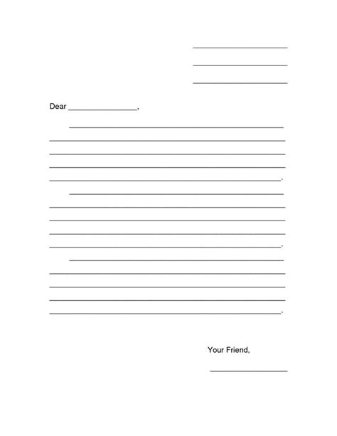 friendly letter template   friendly letter  blank