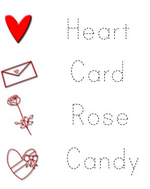 valentines day trace worksheets