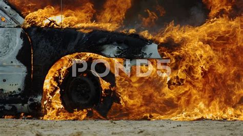 car burning slow motion stock footageslowburningcarfootage car