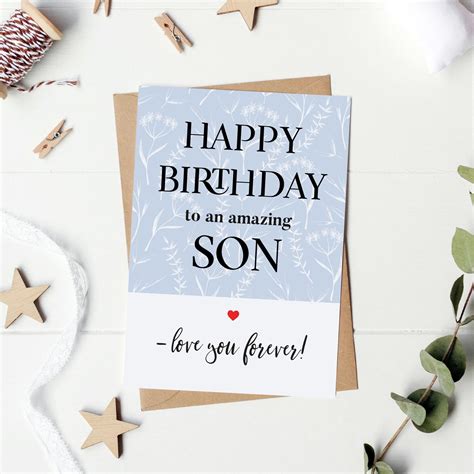 printable birthday card  son son birthday card instant etsy canada