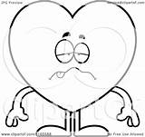 Sick Mascot Suit Heart Card Clipart Coloring Cartoon Outlined Vector Cory Thoman Royalty sketch template