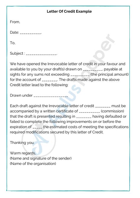 sample letter  credit format template  examples  letter