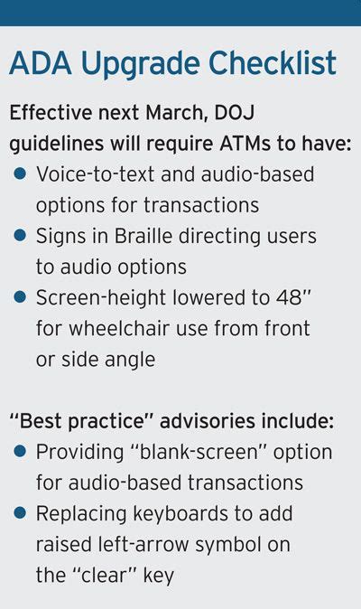Making Atms Accessible Checklist Ada Guidelines Guidelines