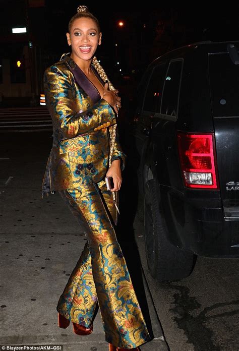 beyonce nip slip while braless in blazer as she steps out with jay z