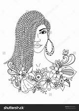 Coloring Pages Color Colouring Hair Girl African Books Shutterstock Drawings Girls sketch template