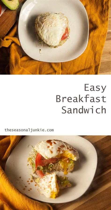 easy breakfast sandwich  avocado  seasonal junkie recipe