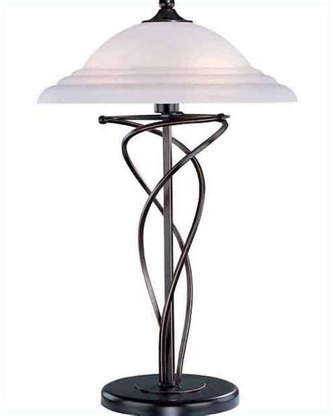 Lite Source Bronze W Cloud Glass Shade Table Lamp Ls