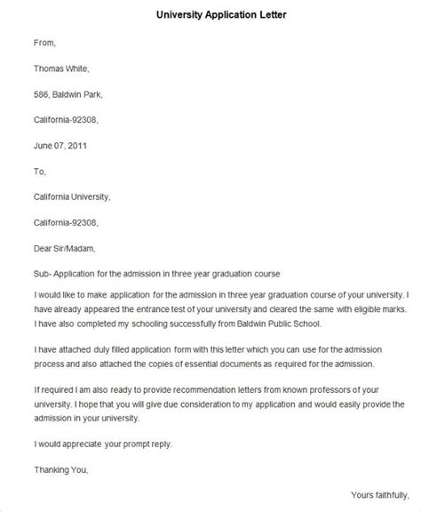 application letter  university format   write  motivational