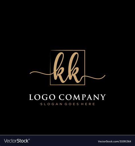 kk initial handwriting logo  rectangle vector image