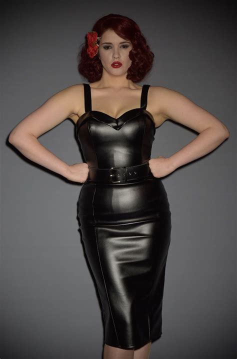 black faux leather downtown dames dress by micheline pitt