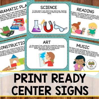 preschool center signs  pre  printable fun tpt