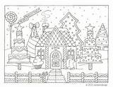 Coloring Gingerbread Pages House Christmas Winter Drawing Scene Sheets Scenery Colouring Adult Pdf Scenes Printable Kids Man Getdrawings Book Choose sketch template