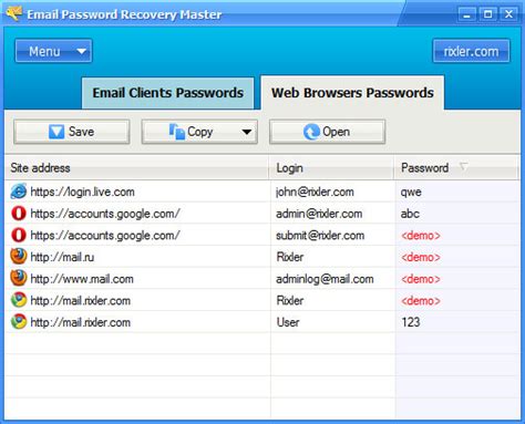 email password recovery master rixler software   email password recovery master