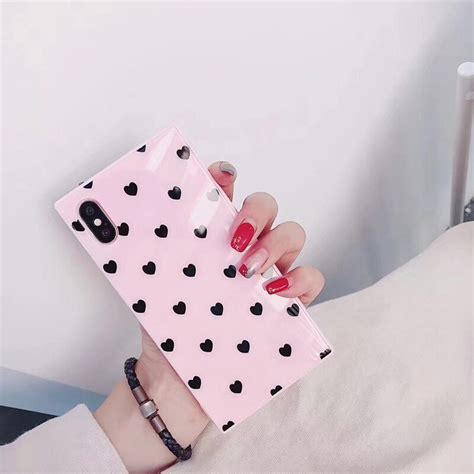 Fashion Cute Love Heart Girly Tempered Glass Case For Iphone X Luxury
