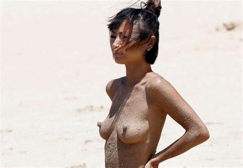 bai ling shows topless and perky tits