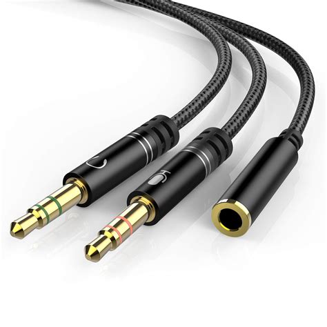 buy koopao headphone mm splitter mic cable  computer headset mm female   dual male