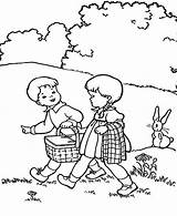 Picnic Coloring Kids Going Two Drawing Netart Color Getdrawings sketch template