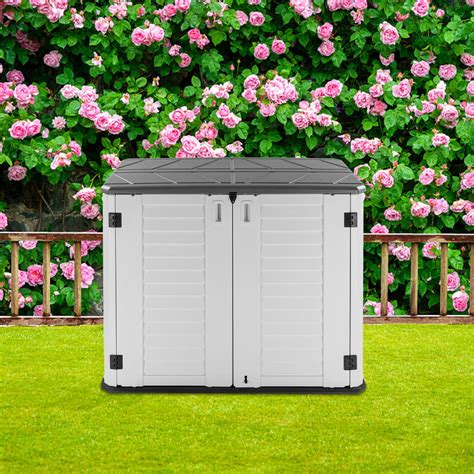 kepooman outdoor storage box plastic  gallon patio garden furniture