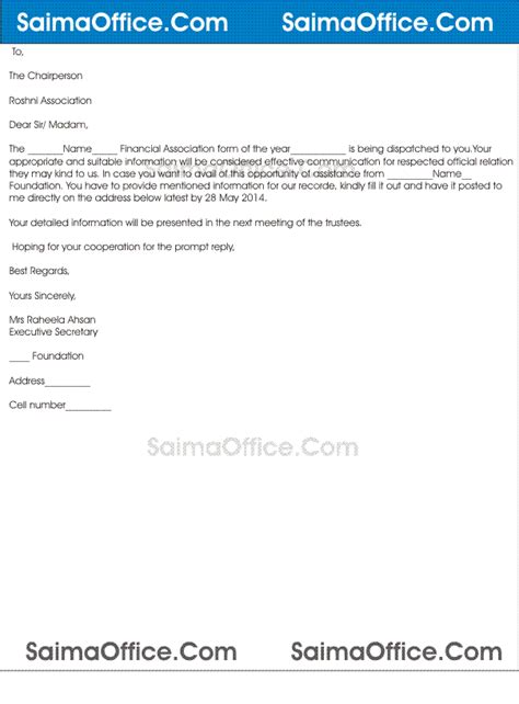 sample letter  financial assistance sample business letter