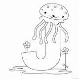Letter Printable Alphabet Coloring Pages Kids Worksheets Jellyfish Animal Print sketch template
