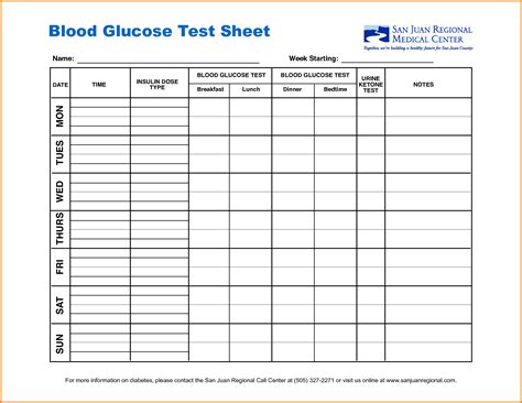 printable blood sugar tracking chart  printable