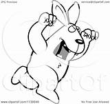 Attacking Rabbit Clipart Cartoon Outlined Coloring Vector Thoman Cory Royalty sketch template