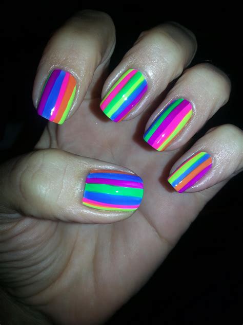 colorful stripes nails bright nails nail art