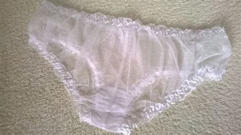 Lovely White Sheer Lace Panties Frilly Sissy Frou Frou Knickers Xs 8 Ebay