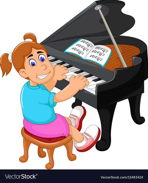 Funny Girl Cartoon Playing Piano Royalty Free Vector Image