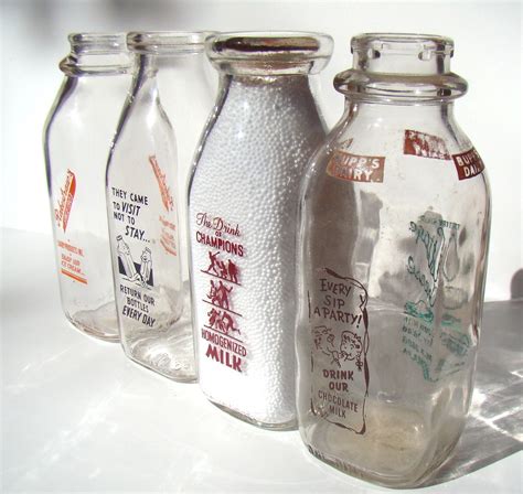 vintage glass bottles small milk bottles