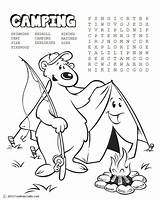 Camping Coloring Word Search Pages Bear Printable Scouts Beaver Colouring Tent Scout Campfire Kids Activities Print Cub Template Camp Freekidscrafts sketch template