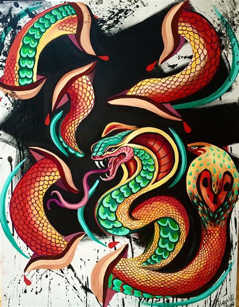 polycephalous cobra painting  britt kuechenmeister fine art america