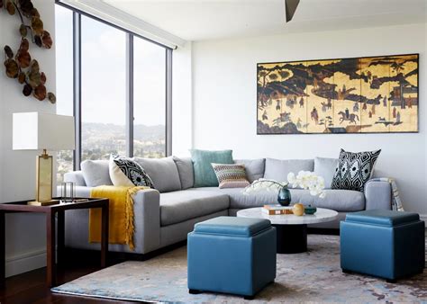 contemporary living room  cube ottomans hgtv