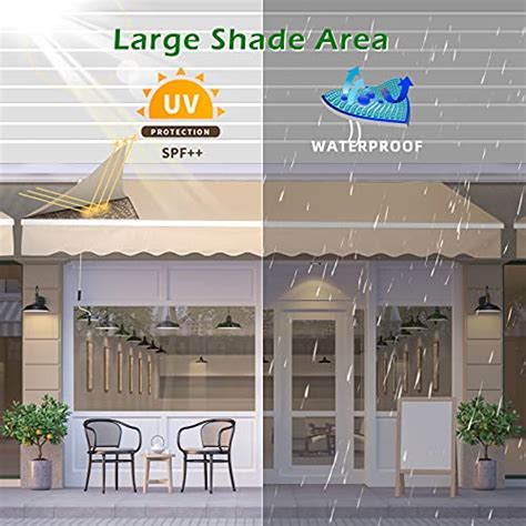 aecojoy  patio awning retractable sun shade awning cover outdoor patio canopy sunsetter