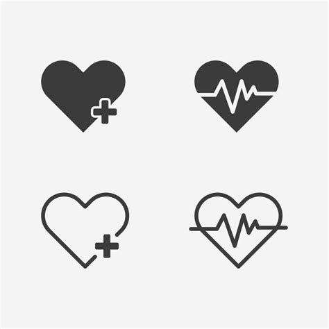 medical heart icon vector set symbol sign  vector art  vecteezy